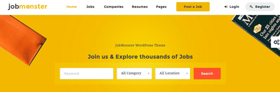 Página de inicio de Jobmonster