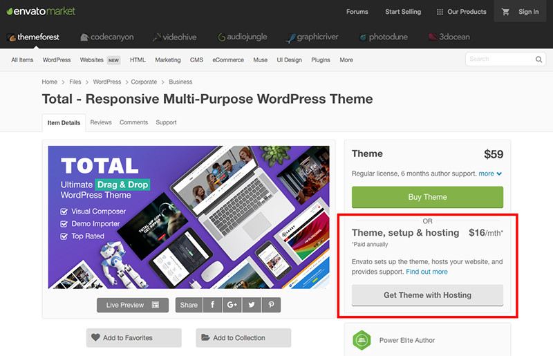 Obtén Envato alojado