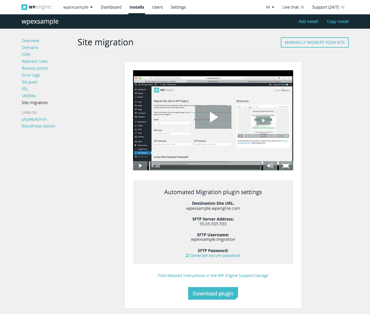 Migraciones del sitio de WP Engine
