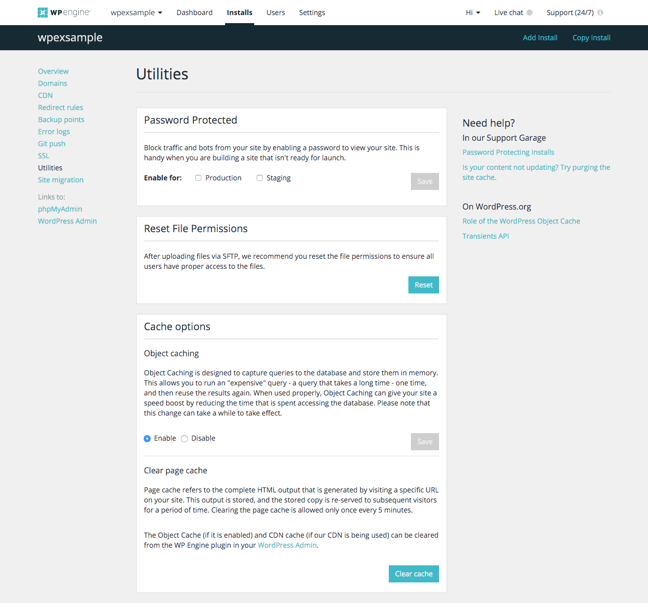 Almacenamiento en caché de WP Engine