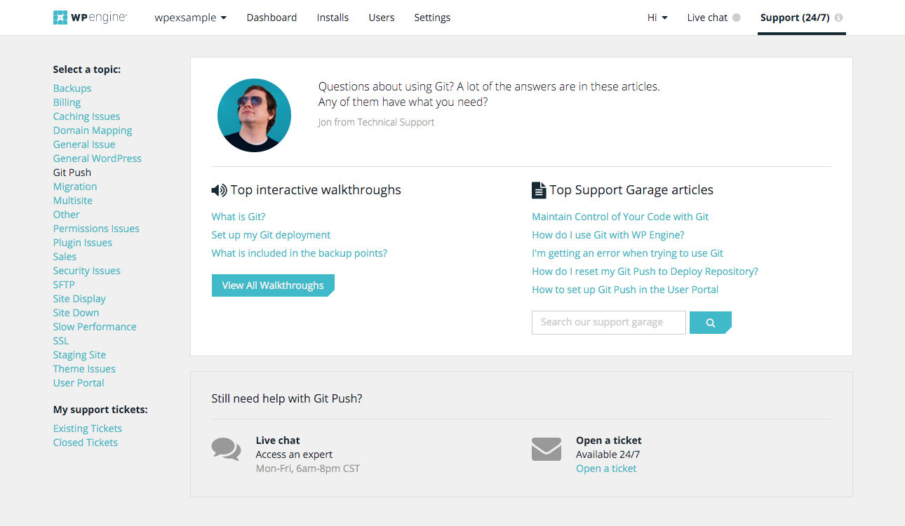 Soporte de WP Engine