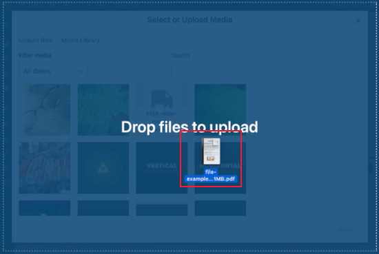 Soltar archivos para cargar