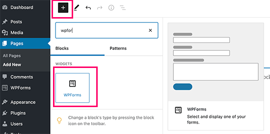 Bloque de WPForms