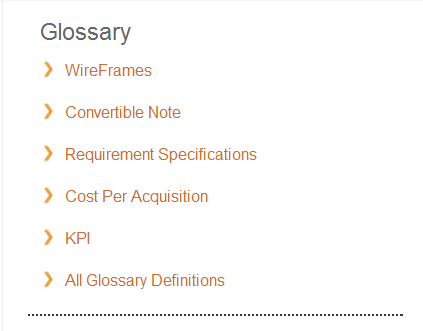 widget de información sobre herramientas de glosario