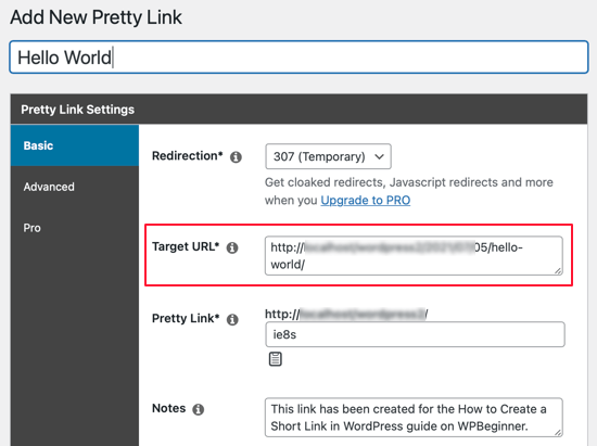 Pegue la URL original en la URL de destino