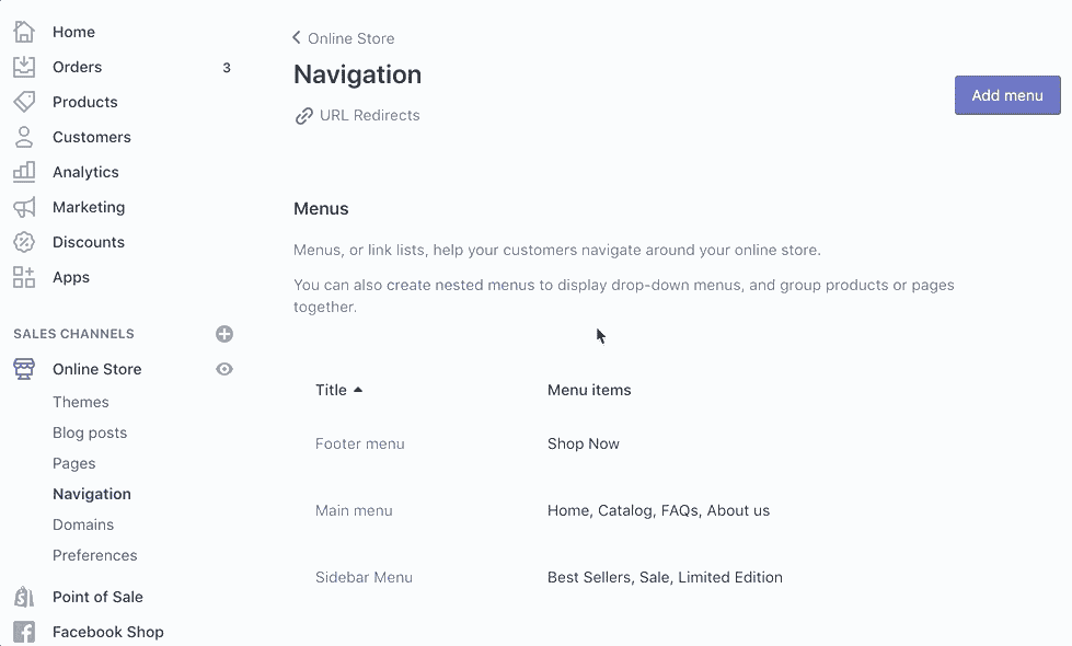 1637544997 641 Como agregar eliminar y editar elementos del menu en Shopify