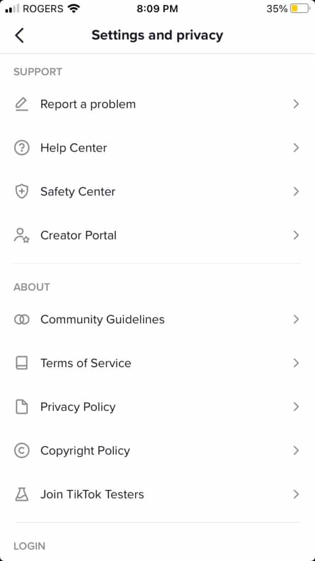 Configuración y privacidad en TikTok