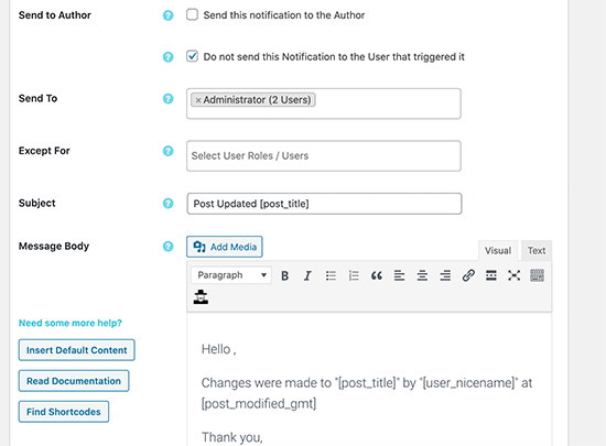 Configurar la configuración del correo electrónico
