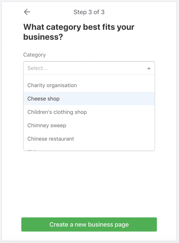 Cómo crear un perfil comercial de Nextdoor: elegir un menú desplegable de categoría comercial