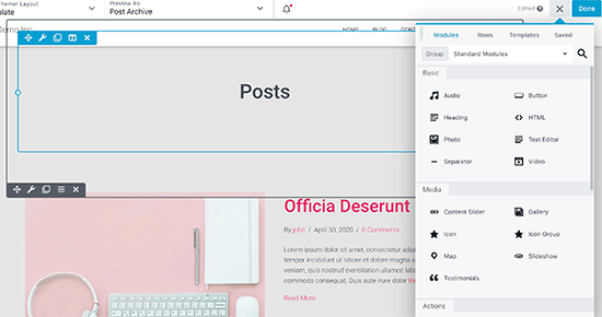 Usando Beaver Builder para diseñar su plantilla de categoría