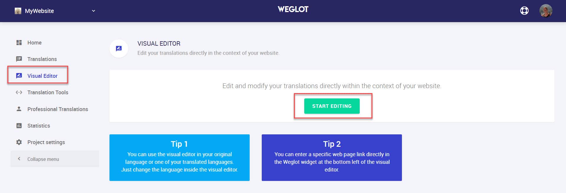 Editor visual