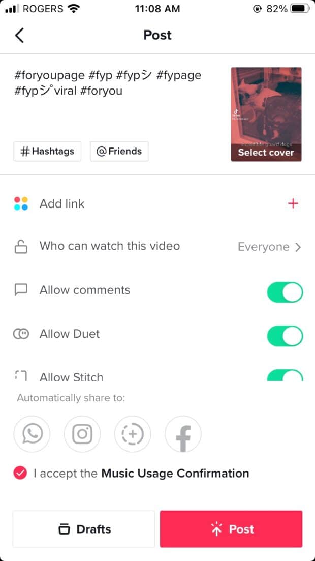 Video de TikTok con hashtags relacionados con tu p&aacute;gina