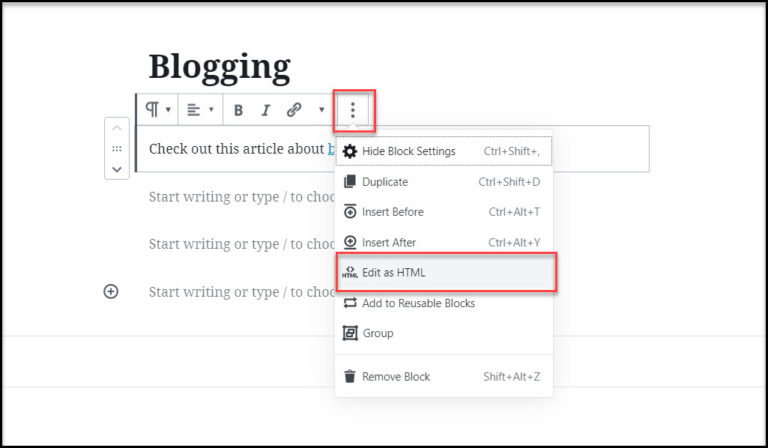 Manual de Gutenberg Agregar enlaces Nofollow