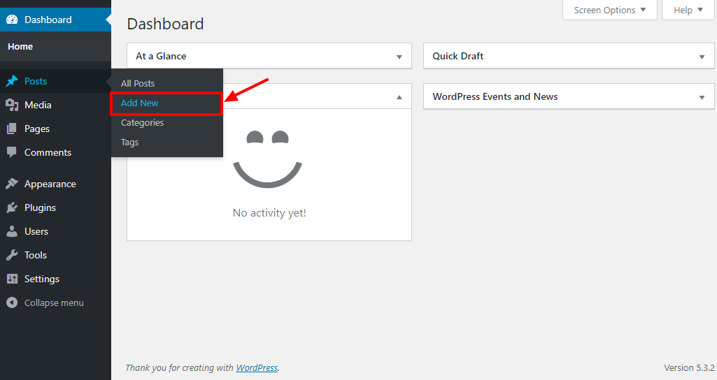 agregando una nueva publicación de wordpress