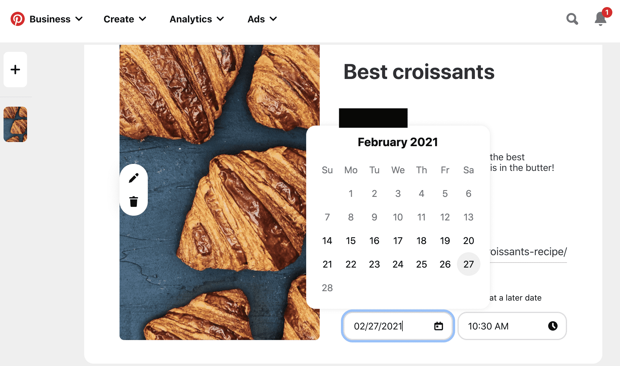 programar el mejor tablero de croissants para febrero de 2021