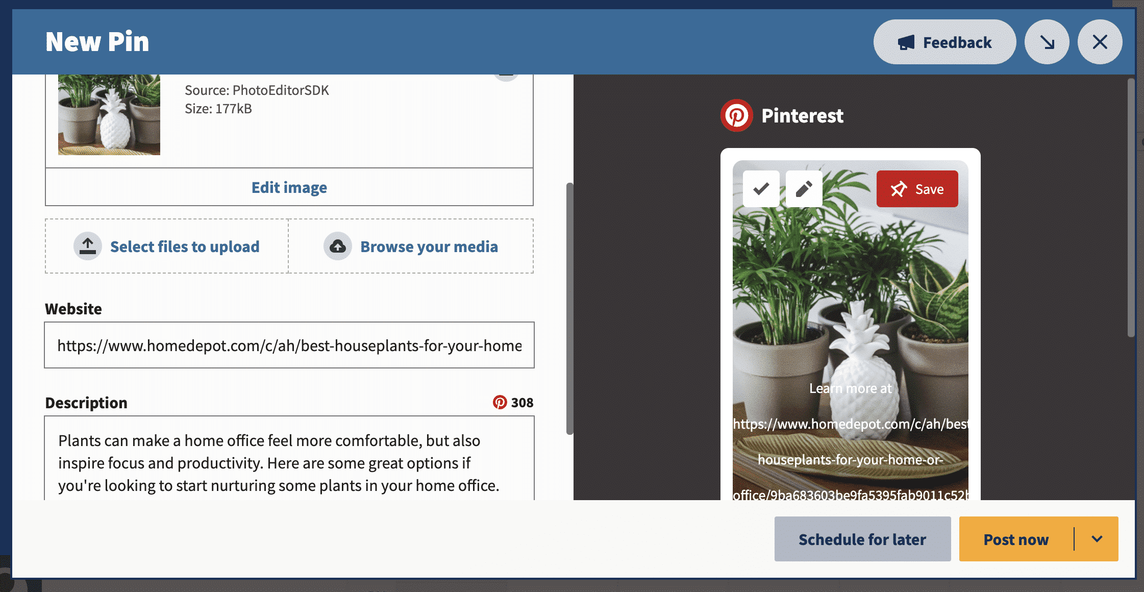 programar plantas pin para más tarde