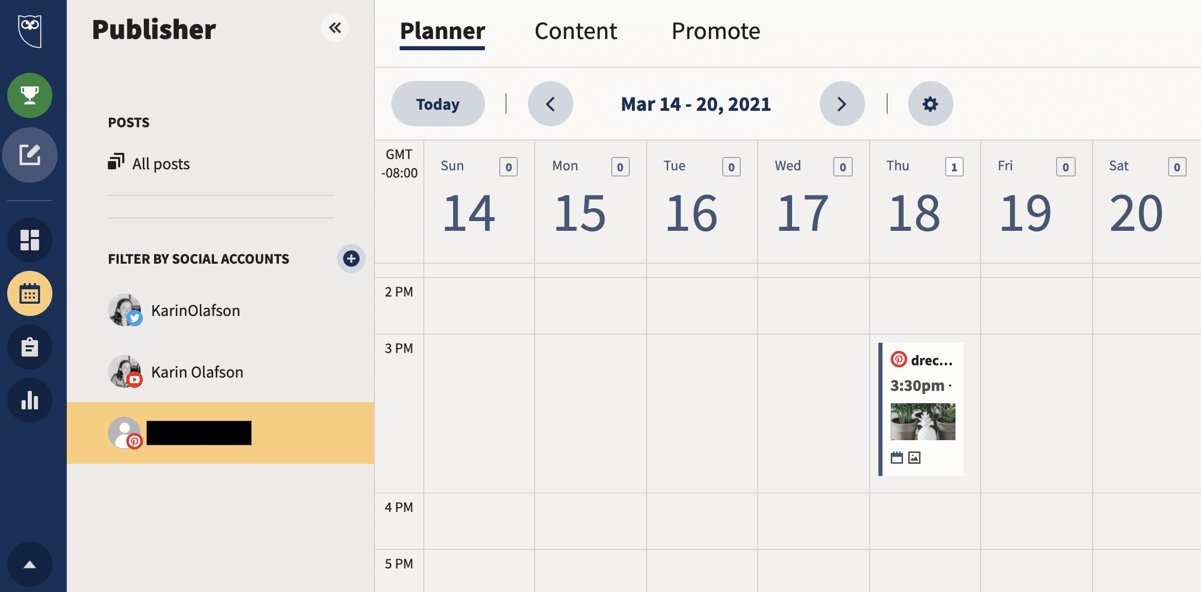 Pines programados de Themelocal Planner