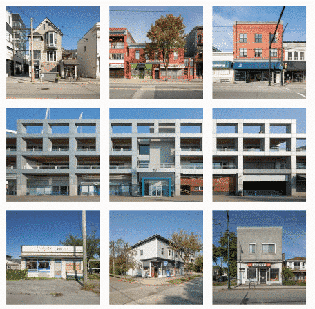 varios edificios en un diseño de cuadrícula