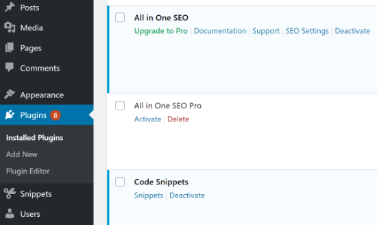 Desinstalar un complemento de WordPress