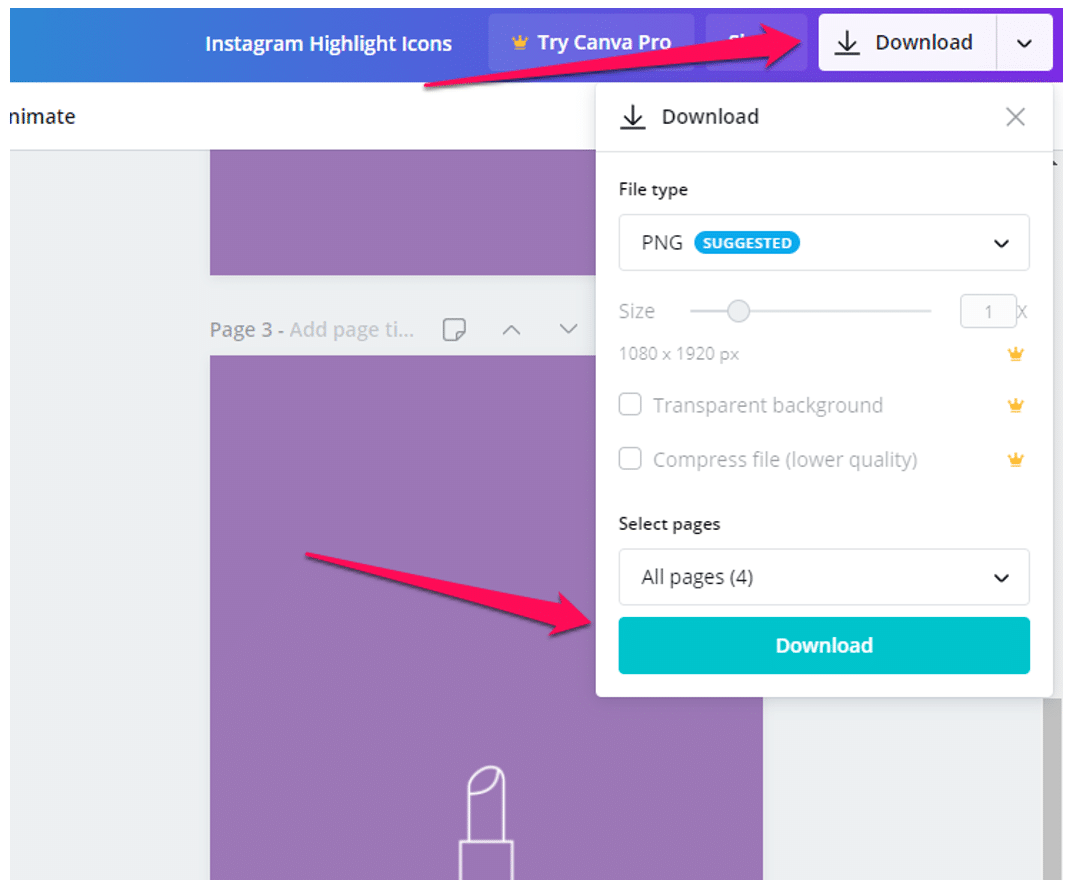 Descargar portadas destacadas de Canva