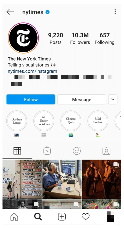 NY Times Instagram destaca cartillas sobre temas políticos