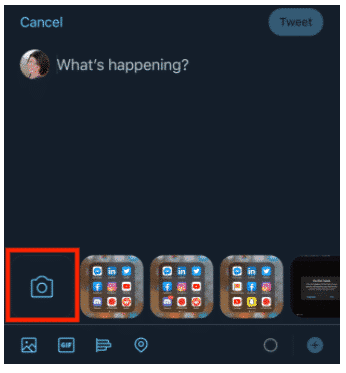 icono de cámara en Twitter