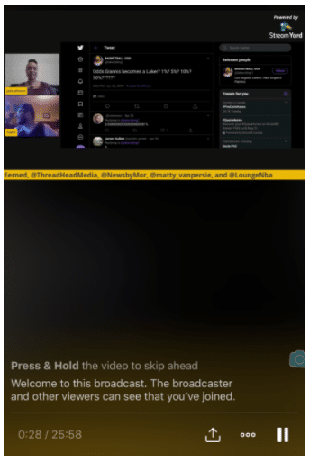 compromisos que ocurren en tiempo real en un Twitter Live de Auxillary Things
