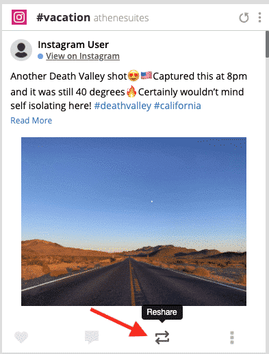 Botón "Compartir" en la publicación de Instagram dentro de Themelocal