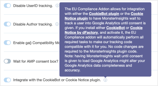 Complemento de cumplimiento de la UE de MonsterInsights
