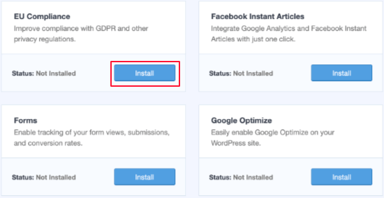 Instale el complemento de cumplimiento de la UE de MonsterInsights