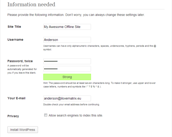 Configurar WordPress Paso 4