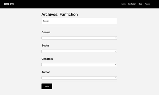 Búsqueda de archivos de fanfiction