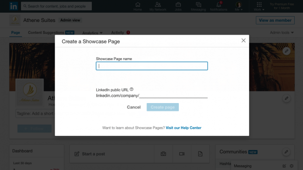 configuración de la página de presentación de linkedin