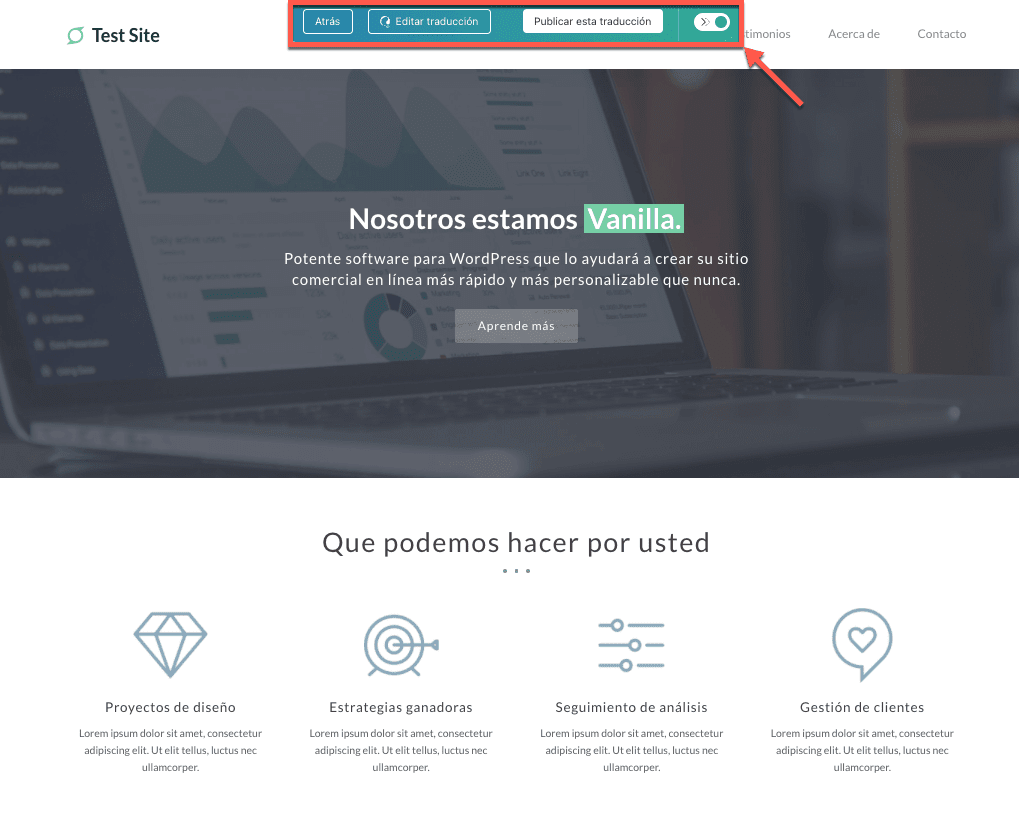 Pantalla de revisión de WPML