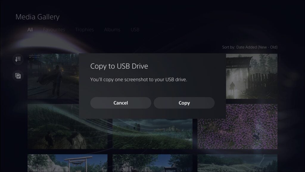 El mensaje que aparece al copiar una sola imagen de PS5 a USB
