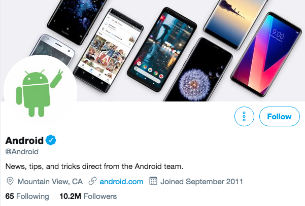 Biografía de Twitter para Android