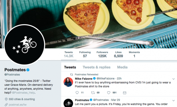 Biografía de Twitter para Postmates