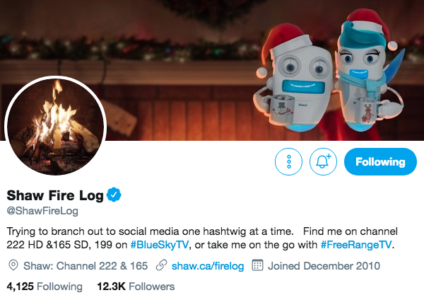 Biografía de Twitter de Shaw Fire Log