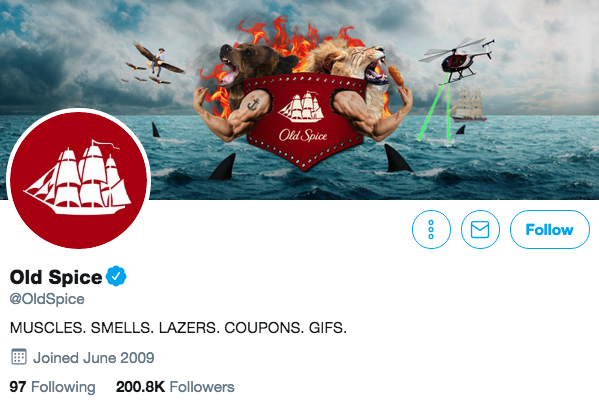 Biografía de Twitter de Old Spice