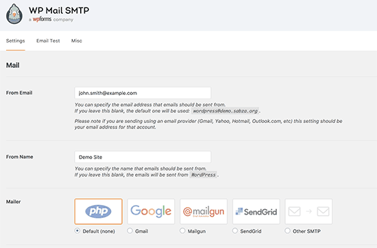Configuración de WP Mail SMTP