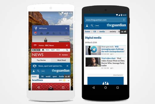 Barras de direcciones de colores en el navegador móvil en Android