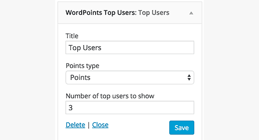 Configuración del widget de usuarios principales