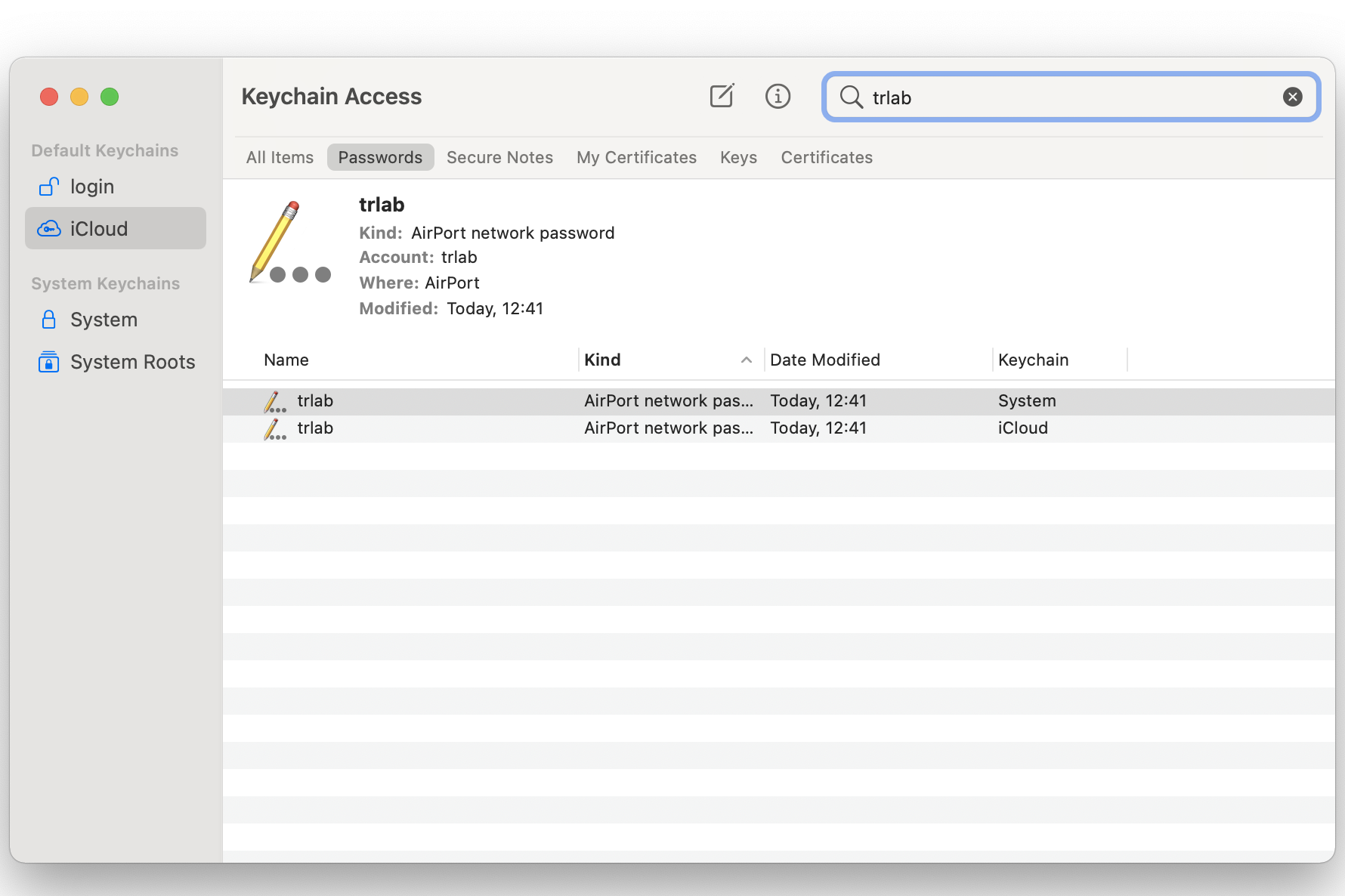 Acceso al llavero de Apple