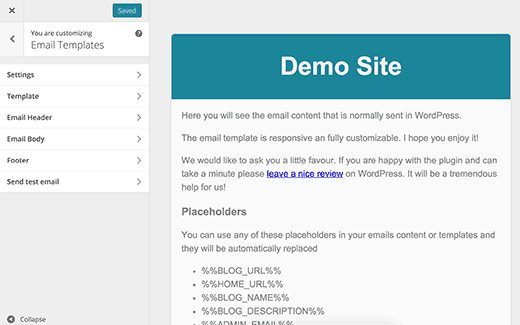 Personalizador de plantillas de correo electrónico