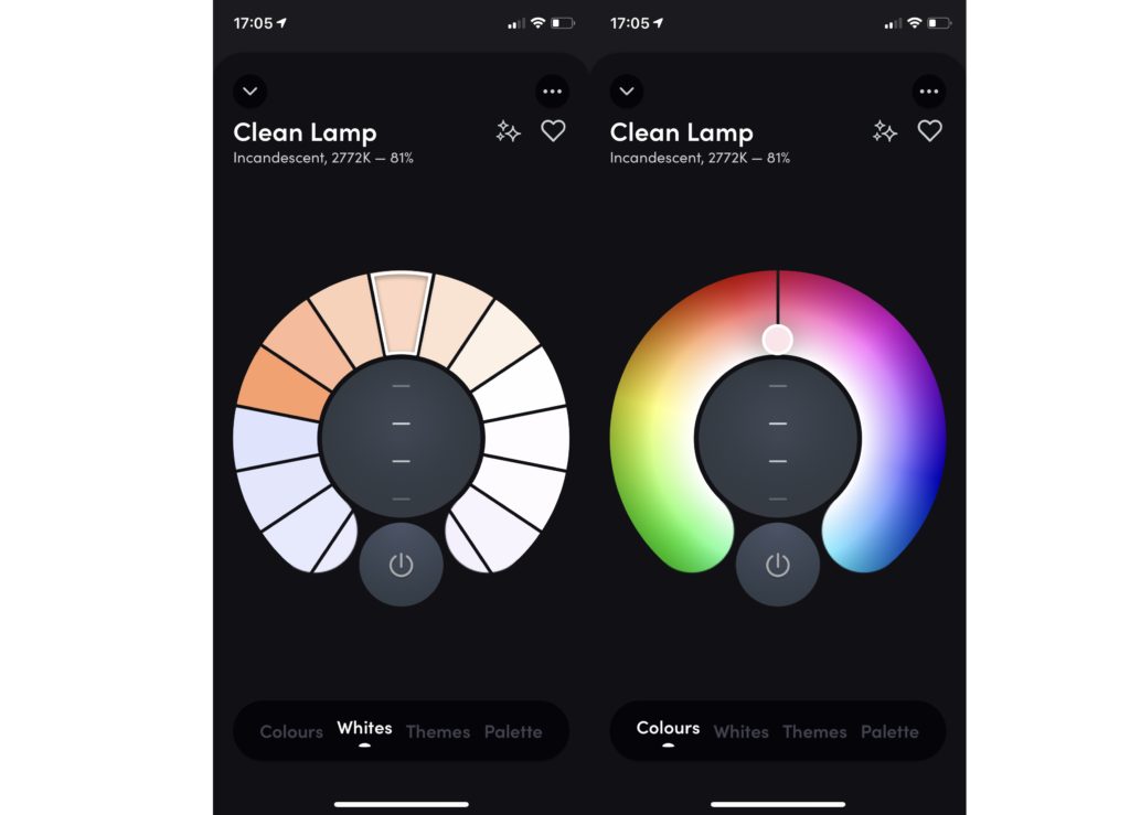 Color y temperatura de la aplicación LIFX Clean