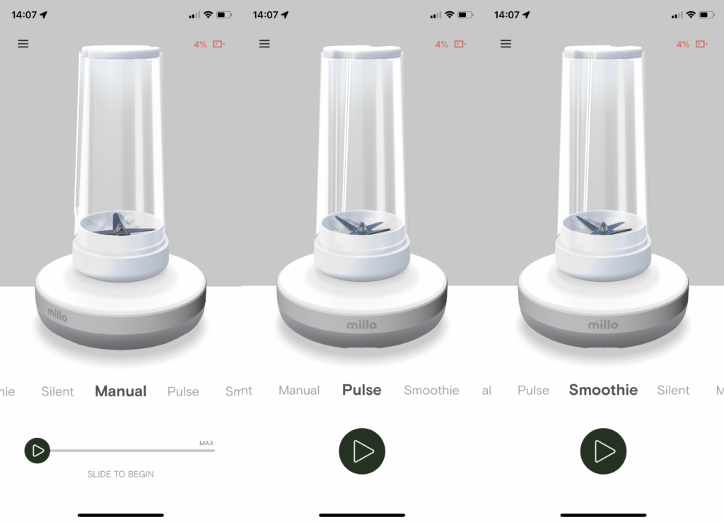 Aplicación Millo Smart Portable Blender