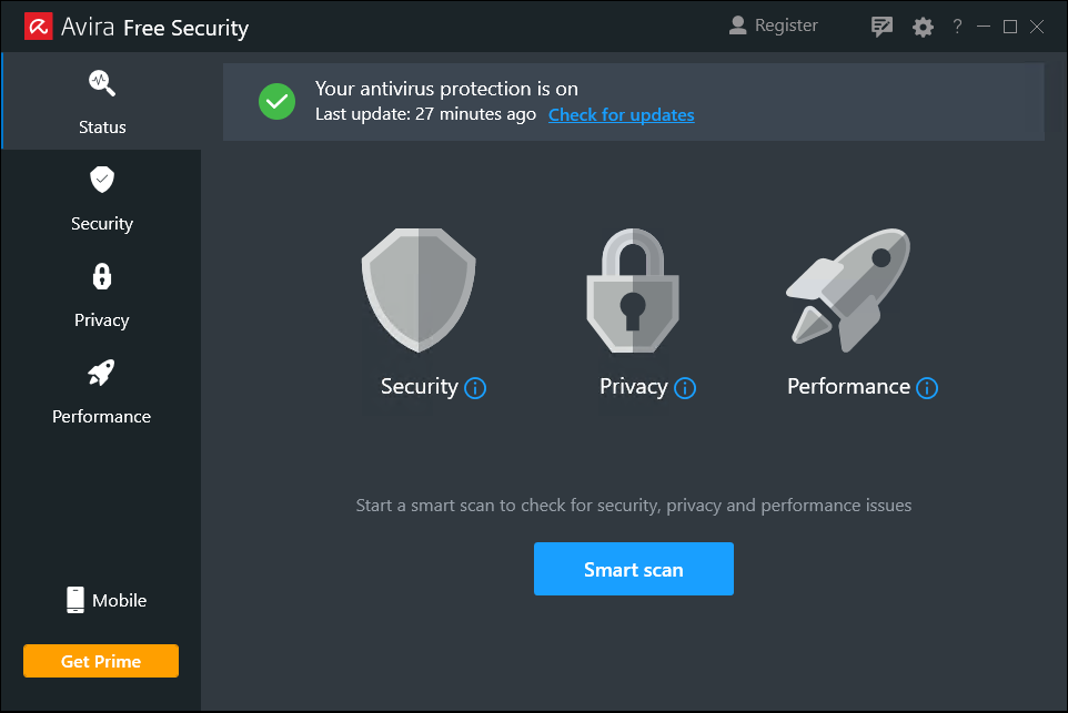 Seguridad gratuita de Avira