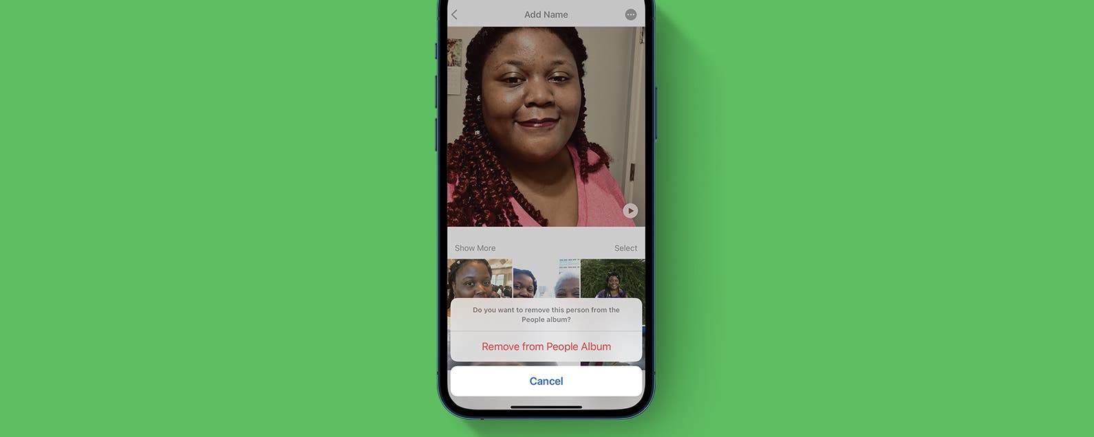 Como eliminar o agregar un album de personas en iPhone
