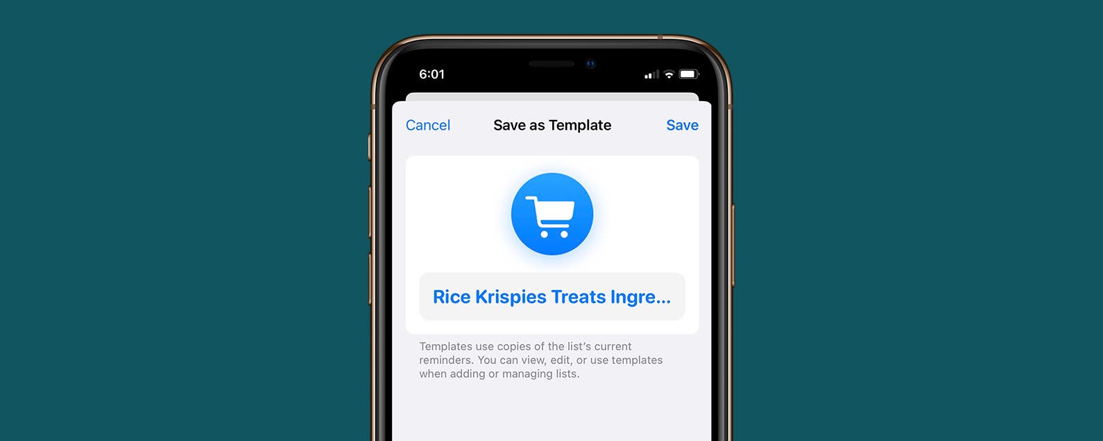 Como crear plantillas de recordatorios para iPhone iOS 16