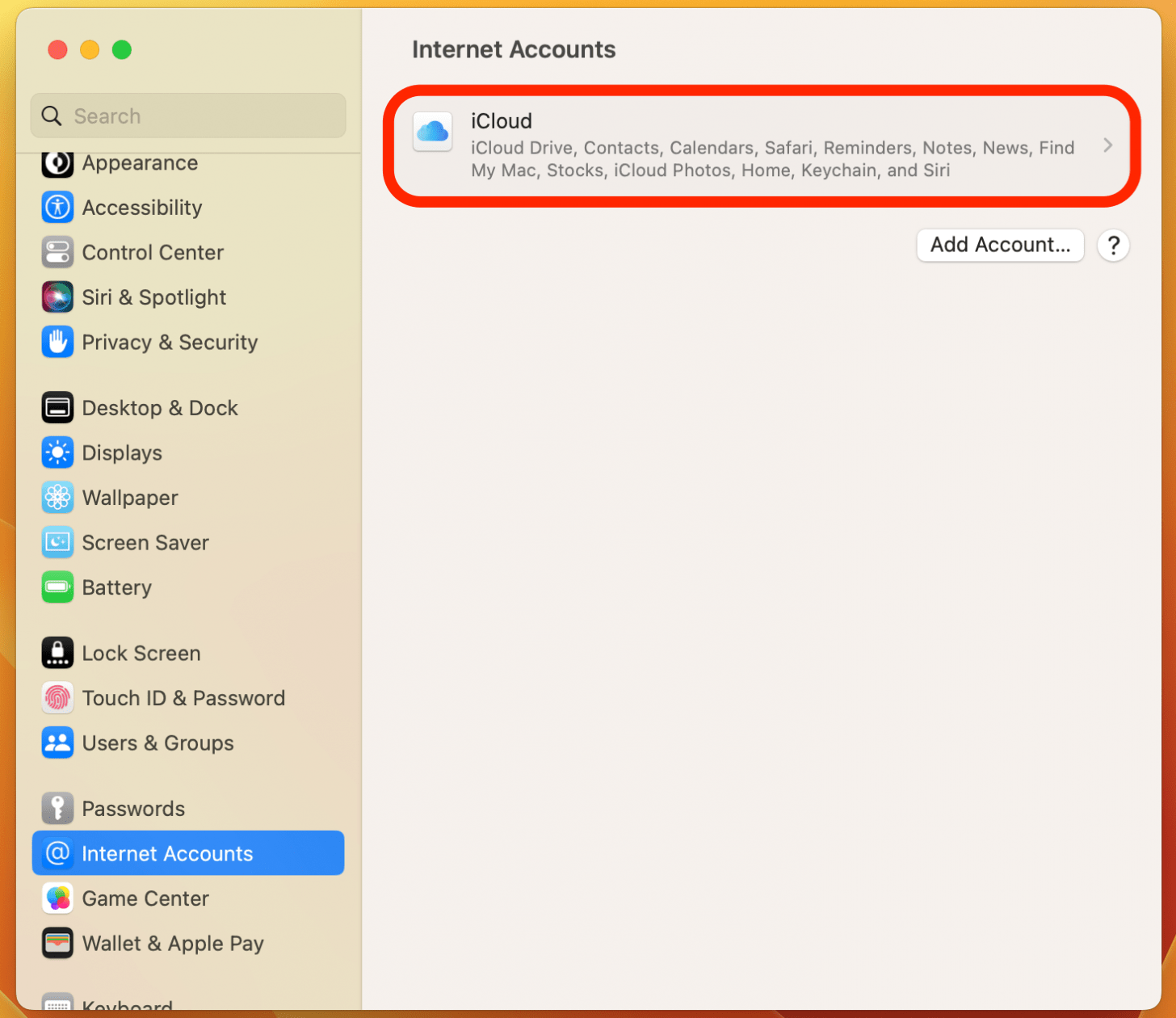 Haz clic en iCloud